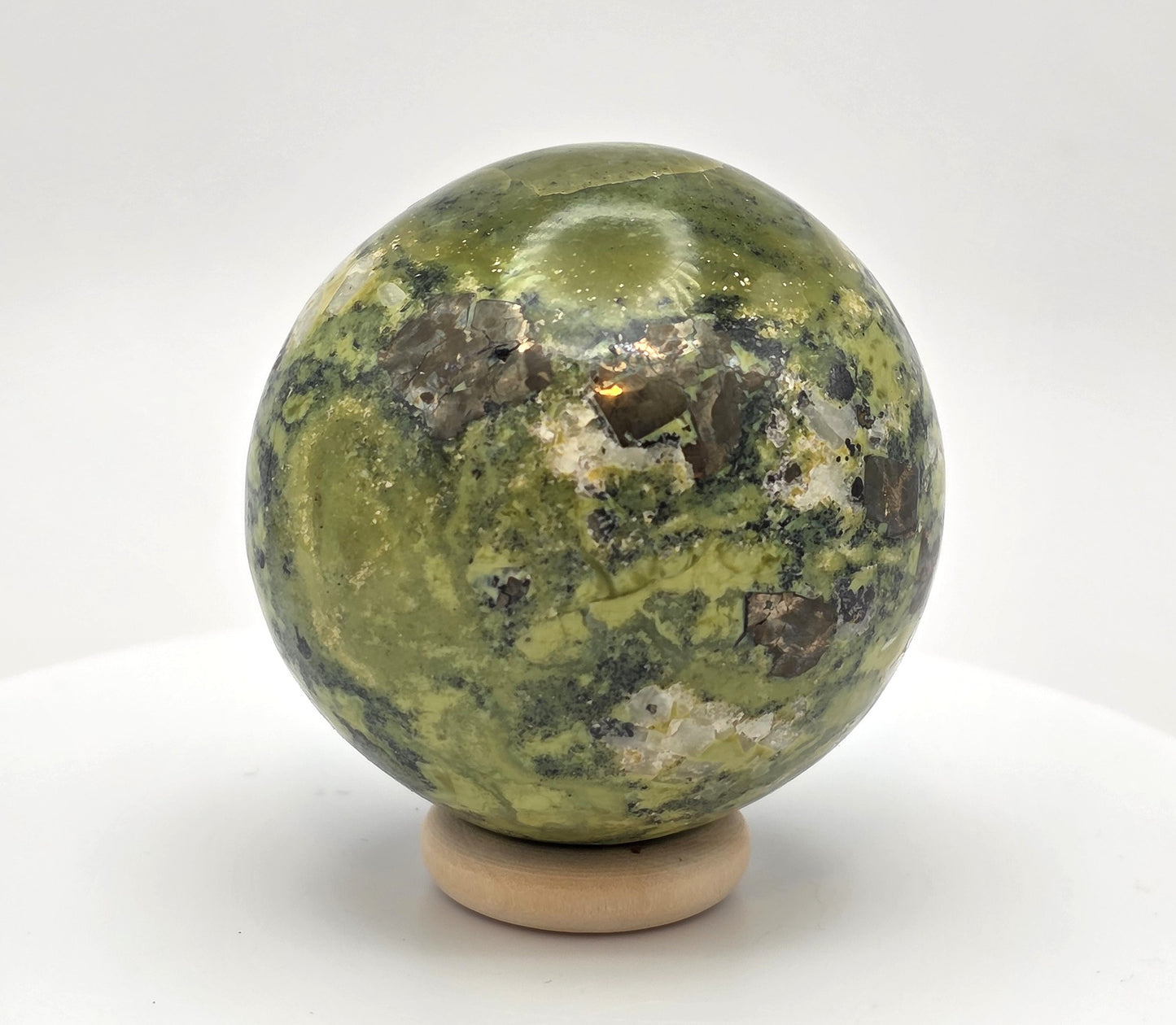 Serpentine with Pyrite Sphere