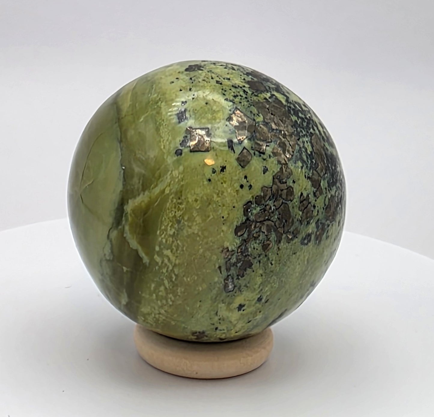 Serpentine with Pyrite Sphere