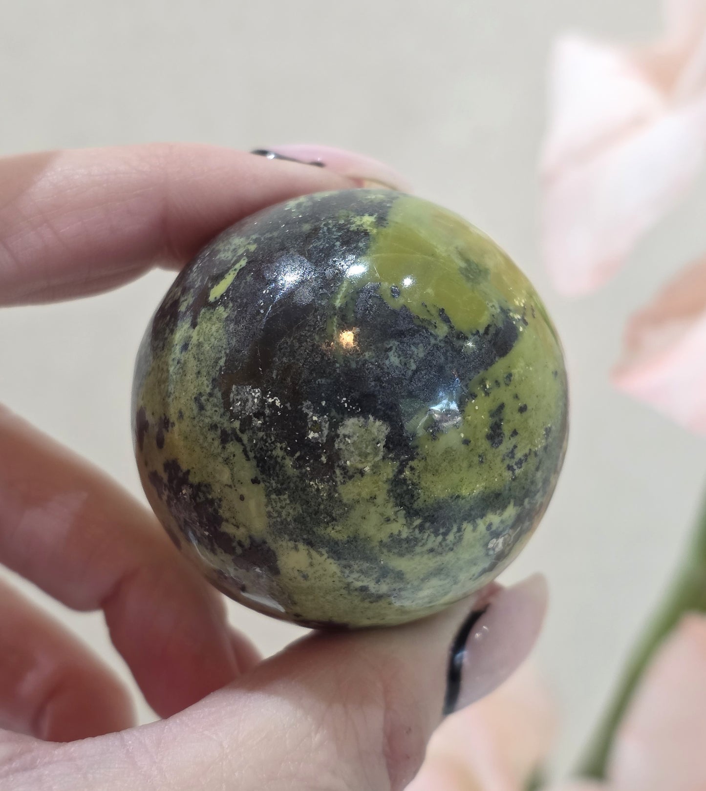 Serpentine with Pyrite Sphere