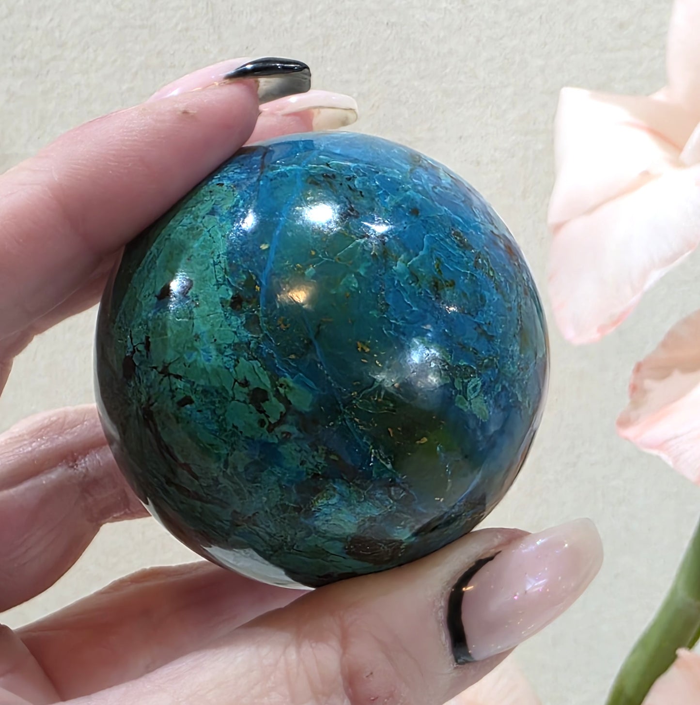 Crysocolla and Malachite Sphere