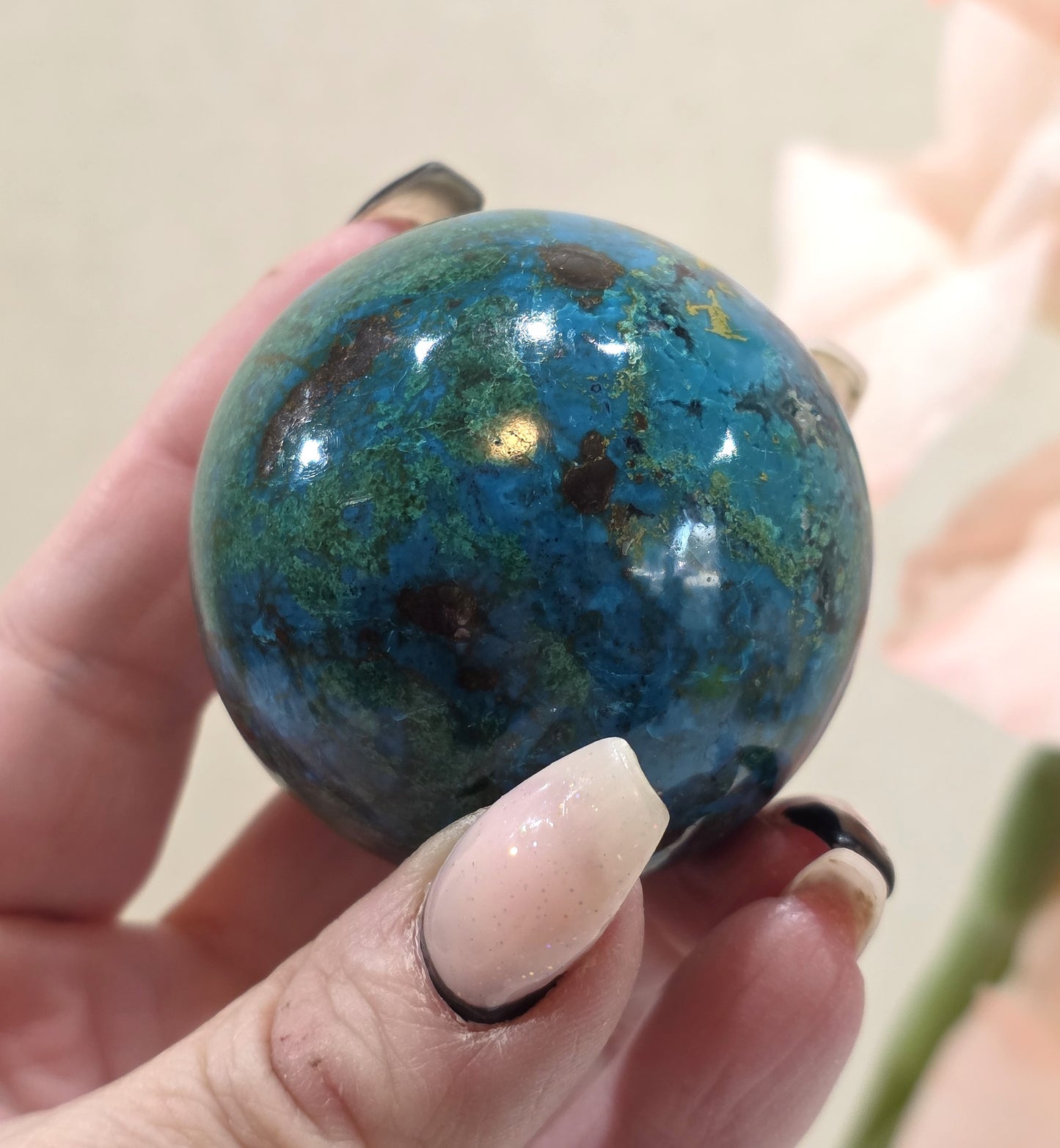 Crysocolla and Malachite Sphere