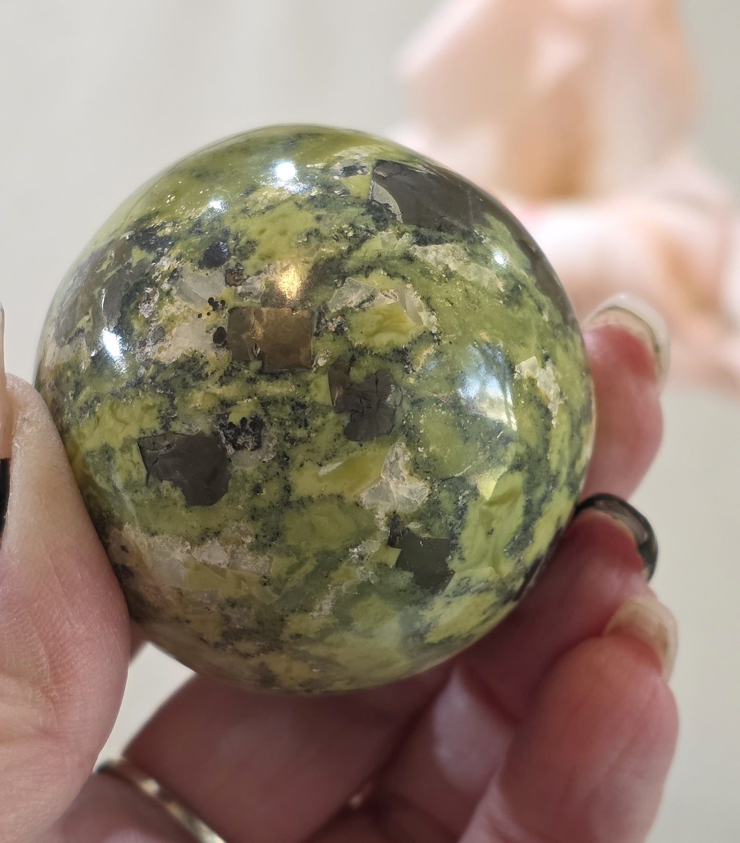 Serpentine with Pyrite Sphere