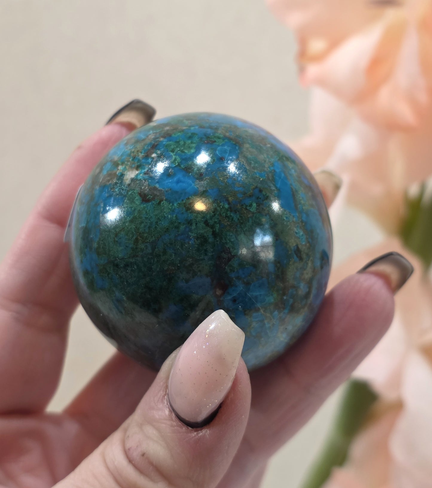 Chrysocolla and Malachite Sphere