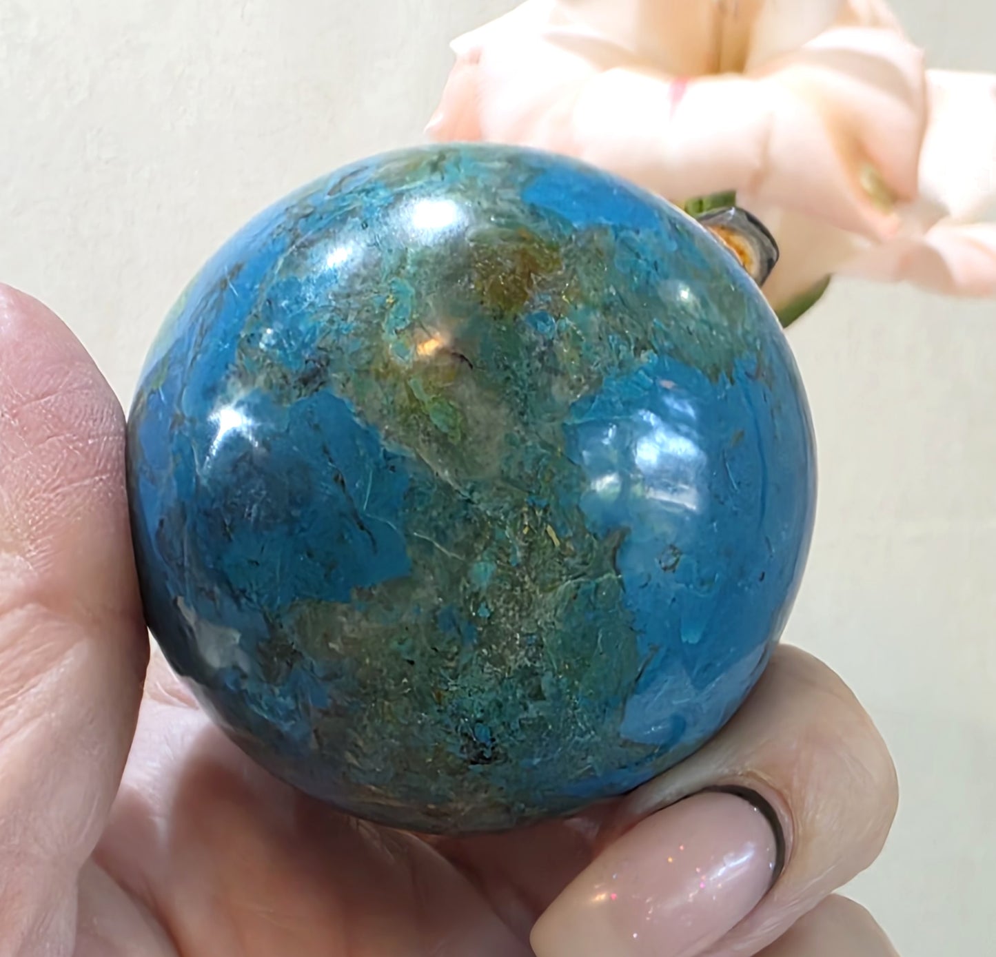 Chrysocolla and Malachite Sphere