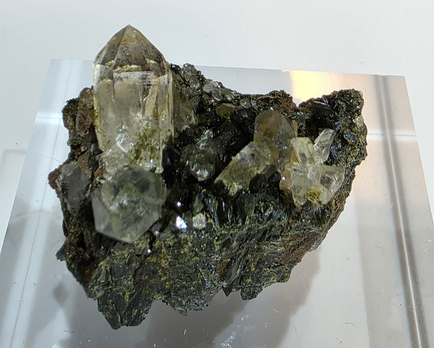 Black Epidote with Quartz