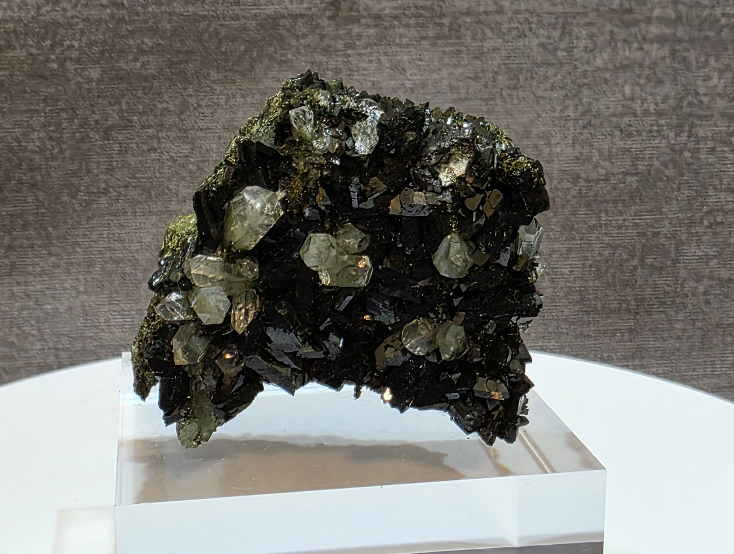 Black Epidote with Clear Quartz