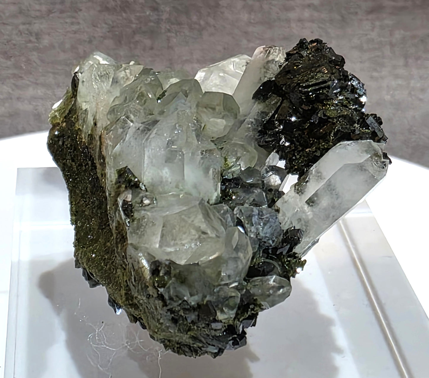 Black Epidote with Quartz