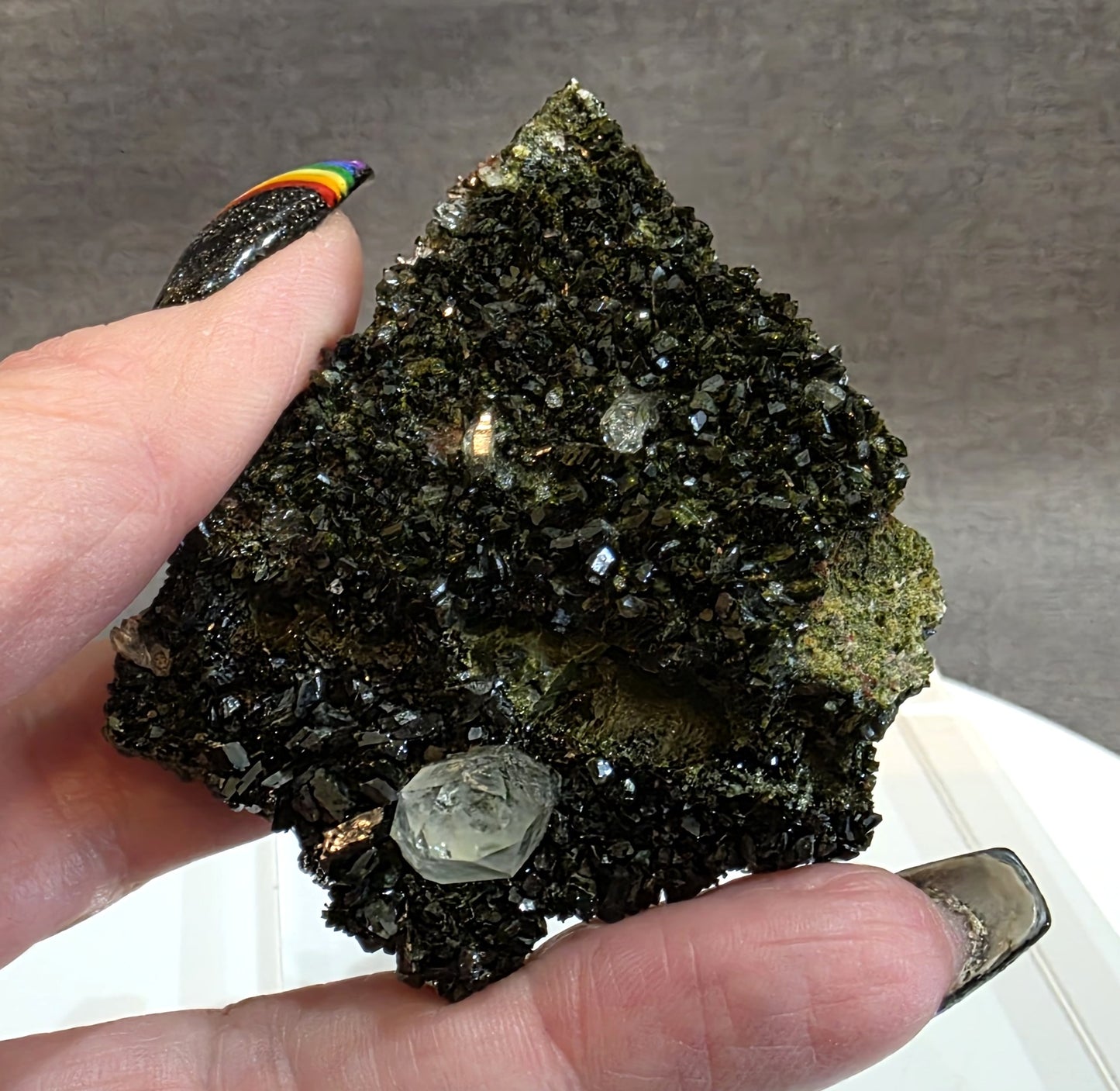 Black Epidote with Quartz