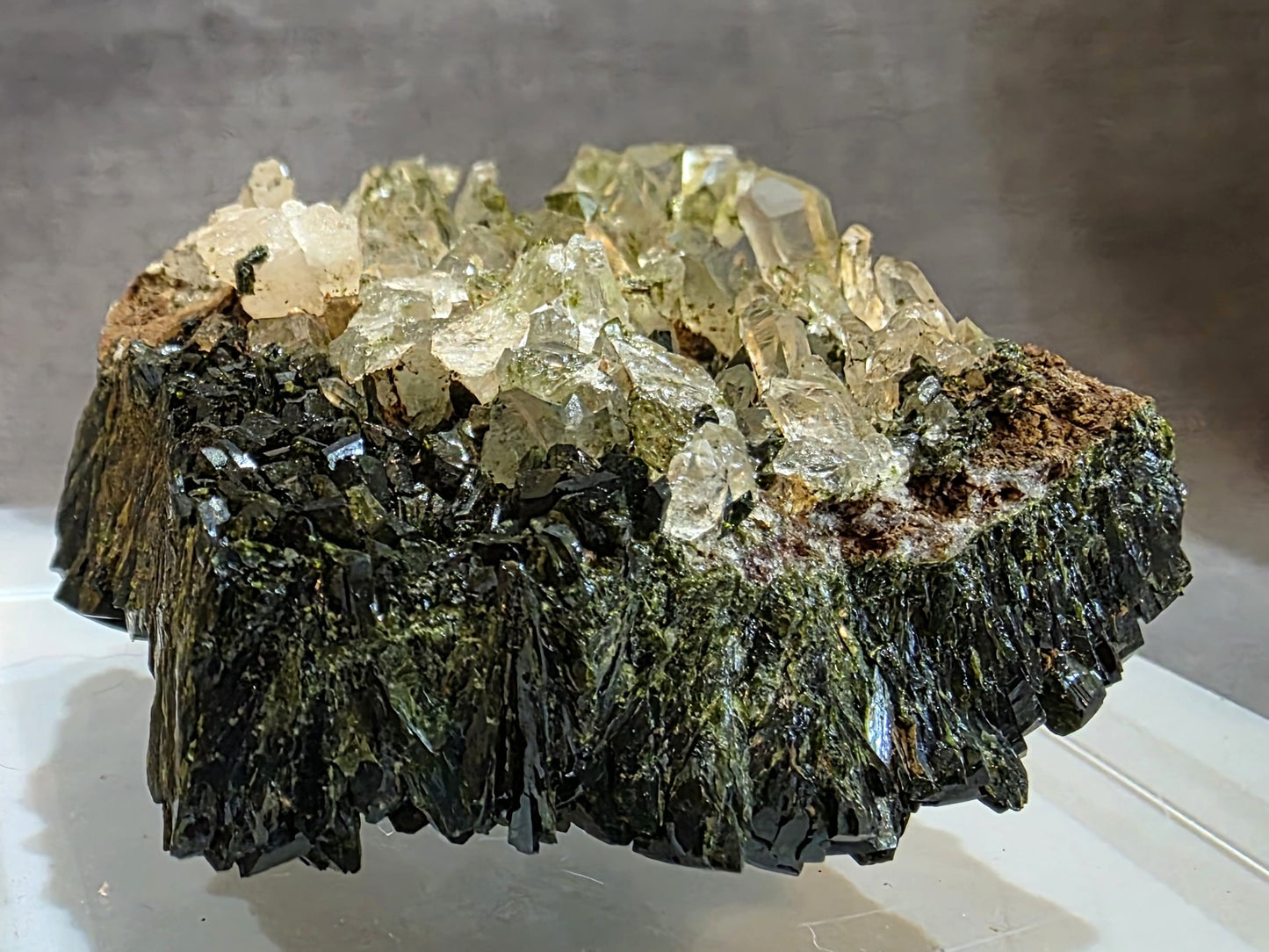 Black Epidote with Quartz