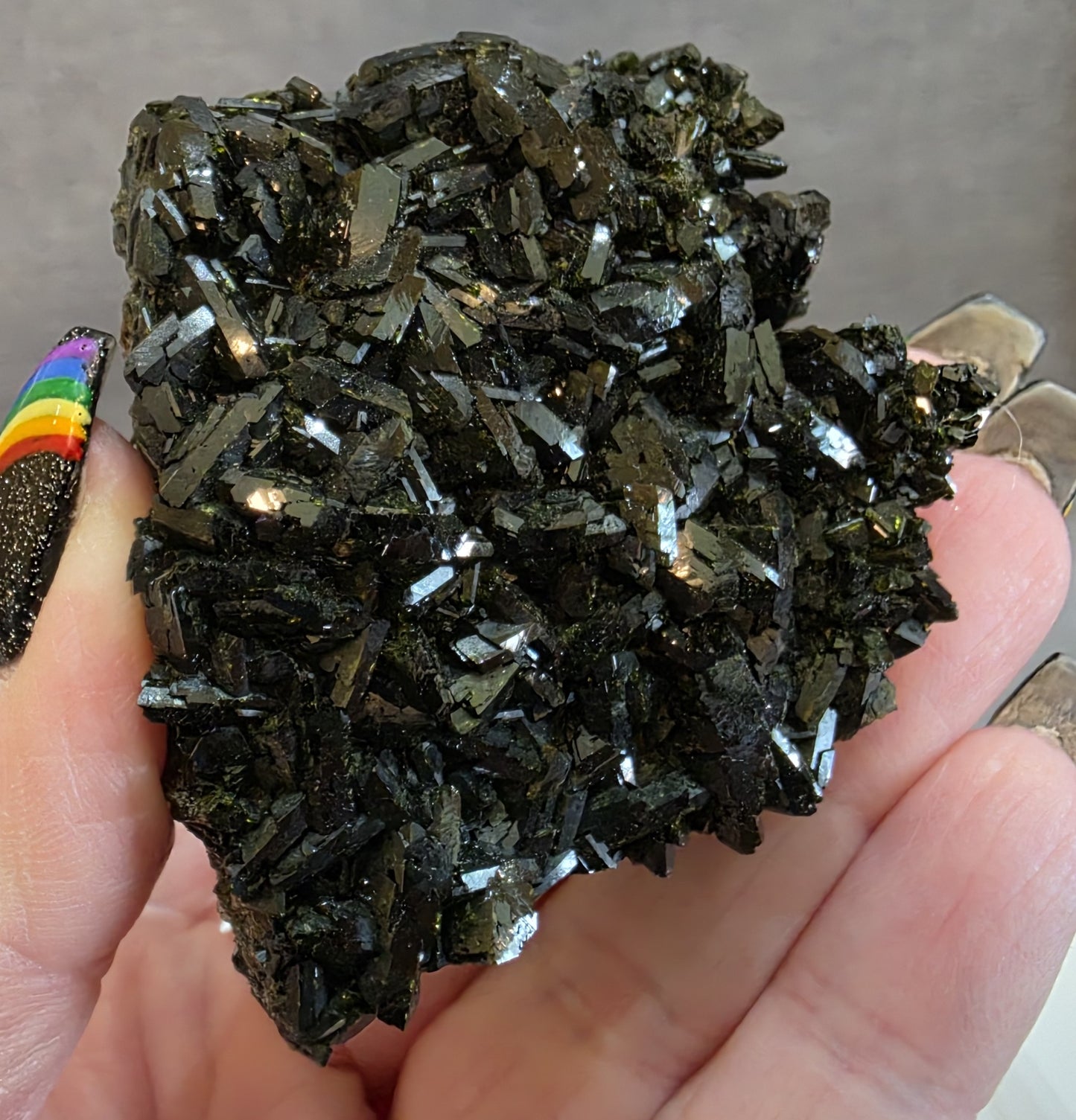 Black Epidote with Quartz