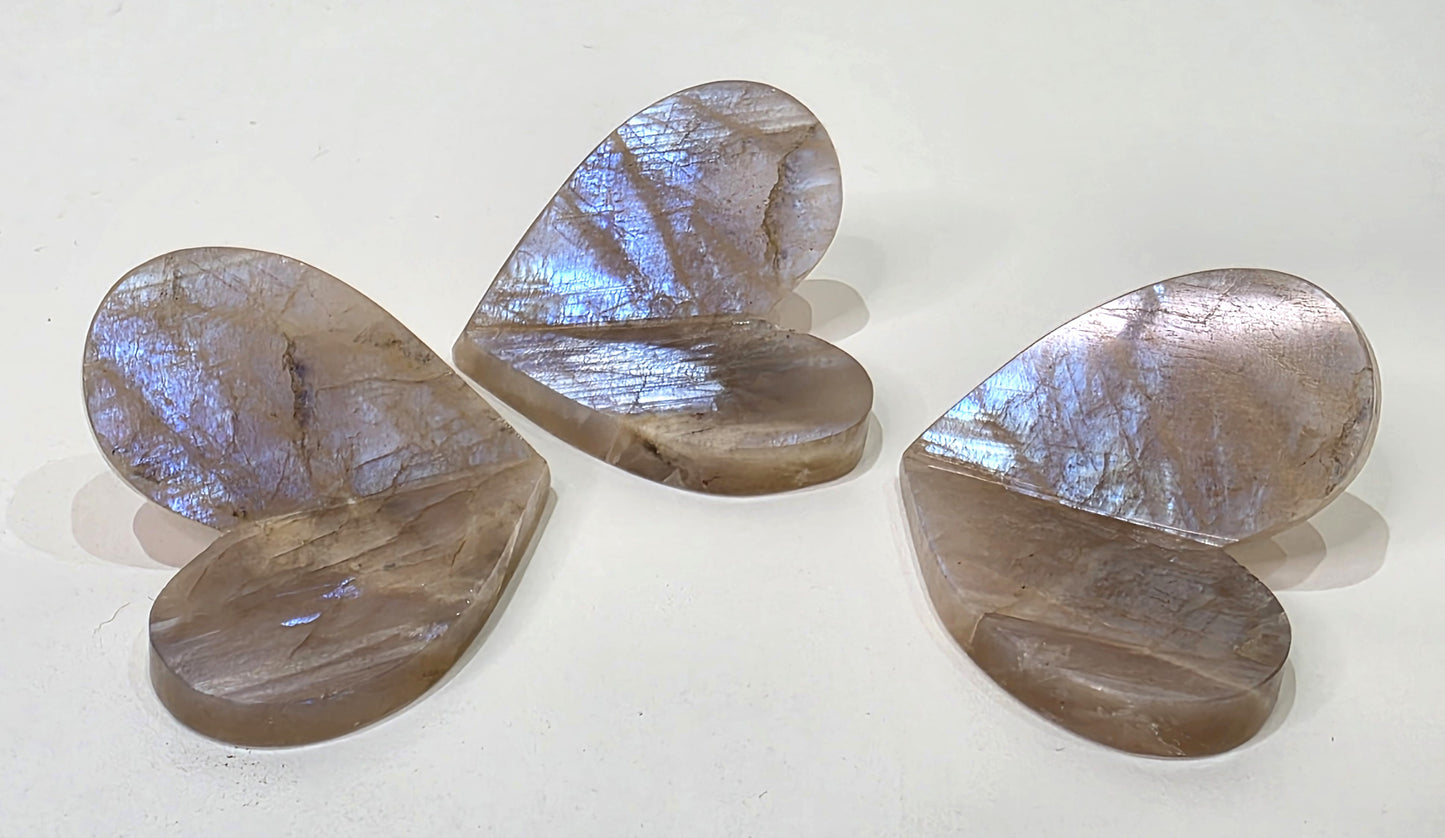 Blue Flash 3D Moonstone Heart