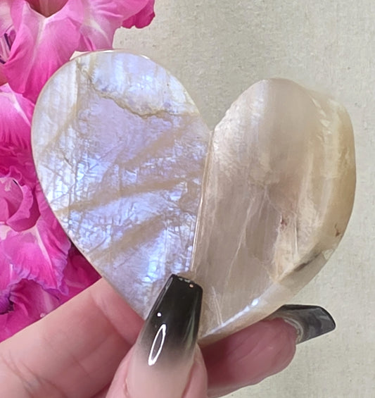 Blue Flash 3D Moonstone Heart