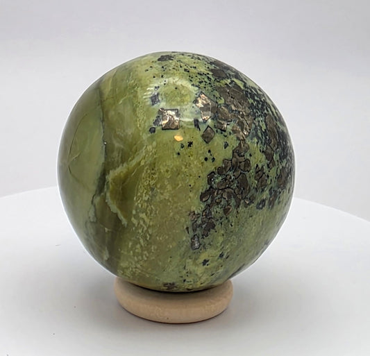 Serpentine with Pyrite Sphere