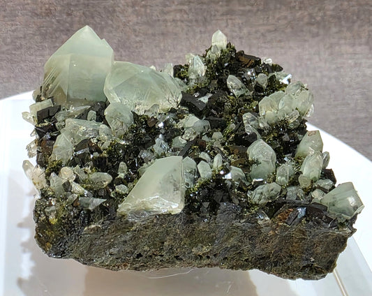 Black Epidote with Quartz