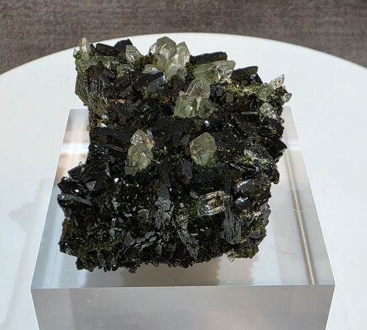 Black Epidote with Clear Quartz