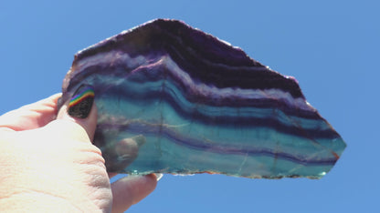 Polished Rainbow Fluorite Slab