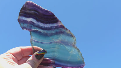 Polished Rainbow Fluorite Slab